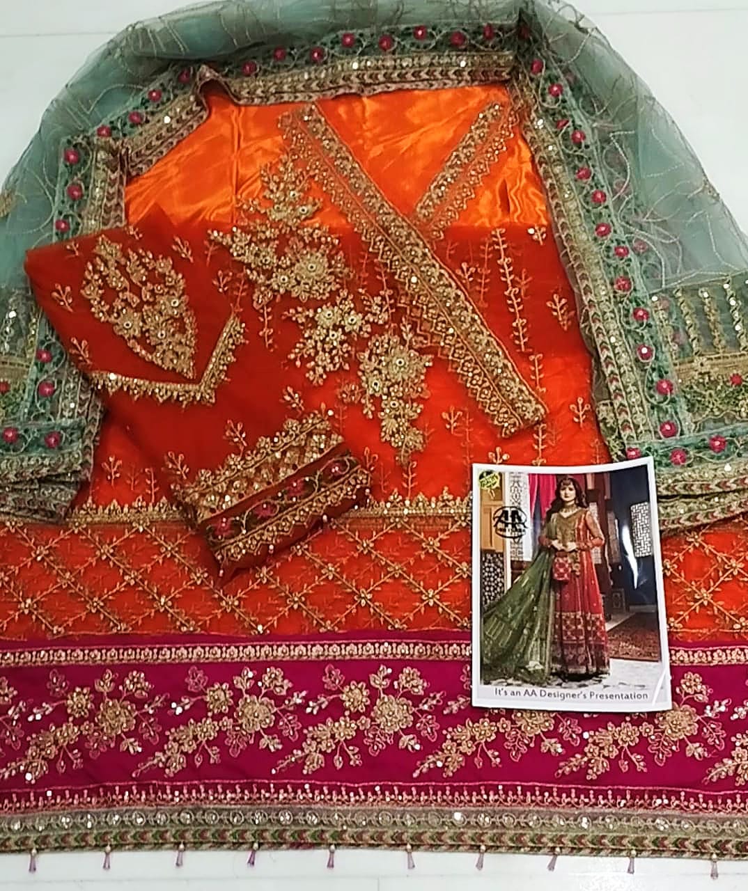 Elegant Net Embroidered Maxi with Satin Silk Trouser