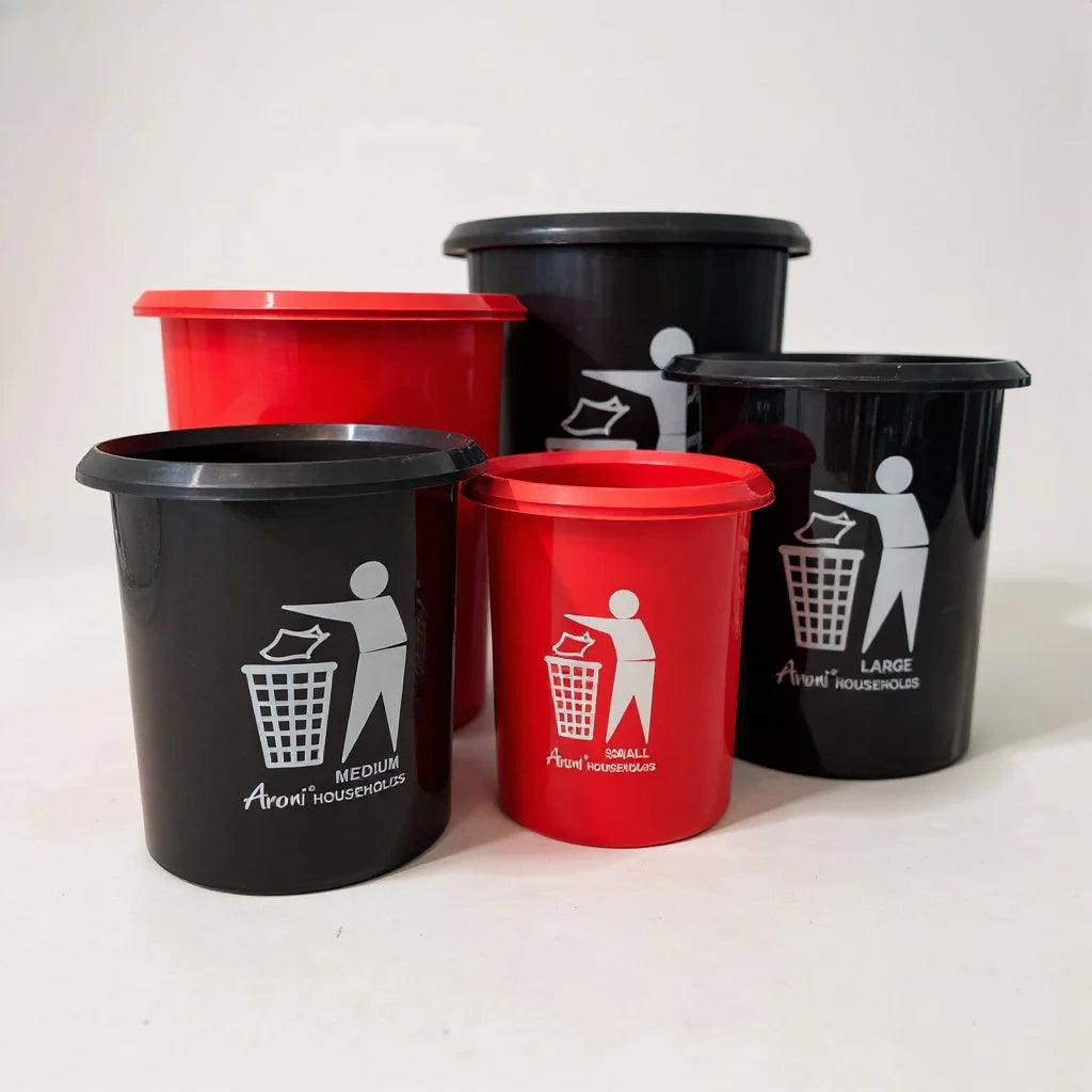 Aroni Household Round Plastic Dustbin in 5 Convenient Sizes