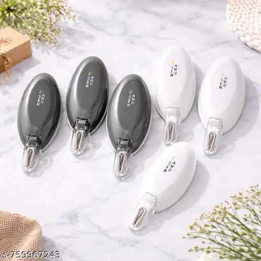 RIMEI Strong Adhesive Wall Hooks – Heavy Duty Plastic Hooks Set (3 Pcs) – 2KG Load Capacity for Kitchen, Bathroom & Home