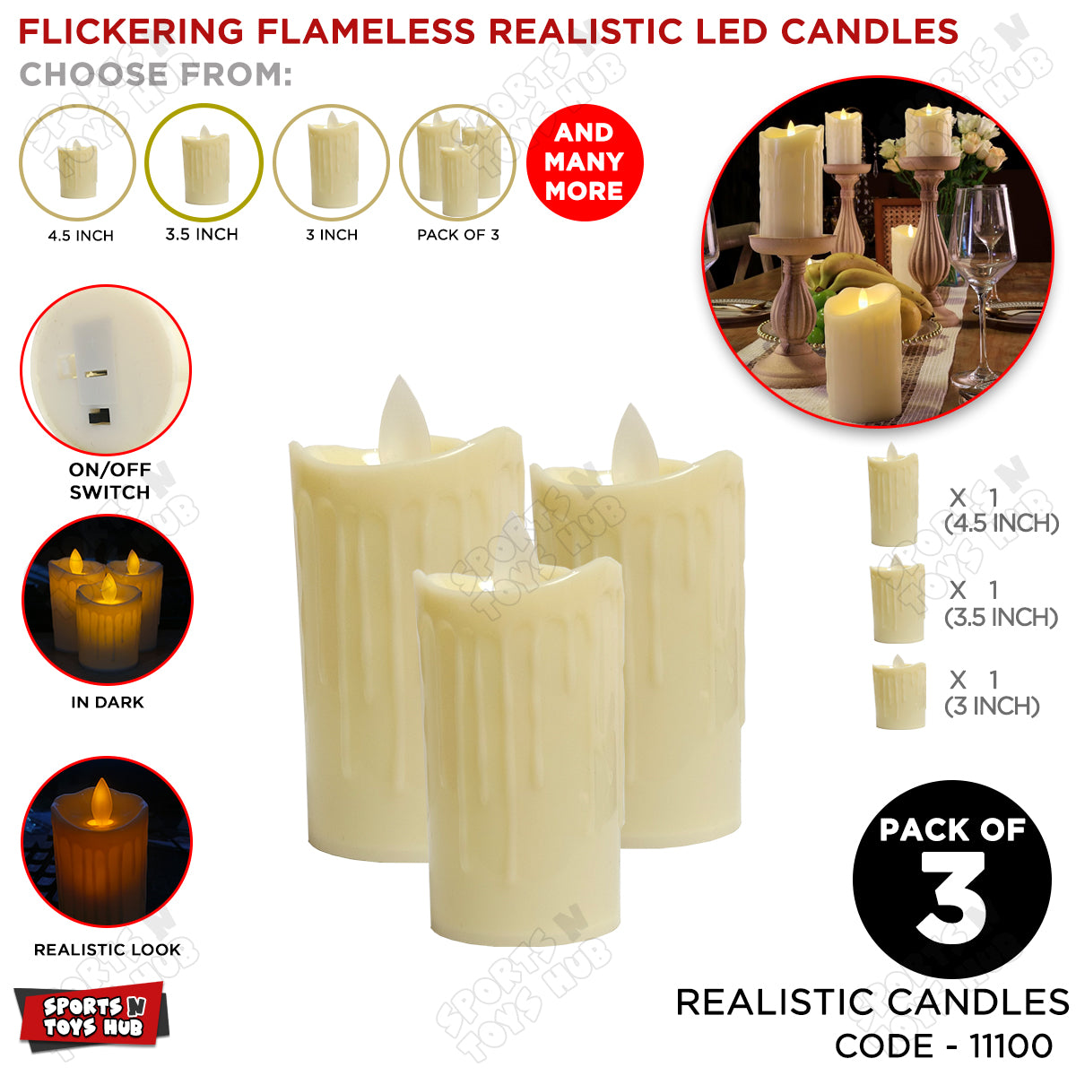 Smokeless Large Rocking LED Candles – Tealight Candles (2 piece)
