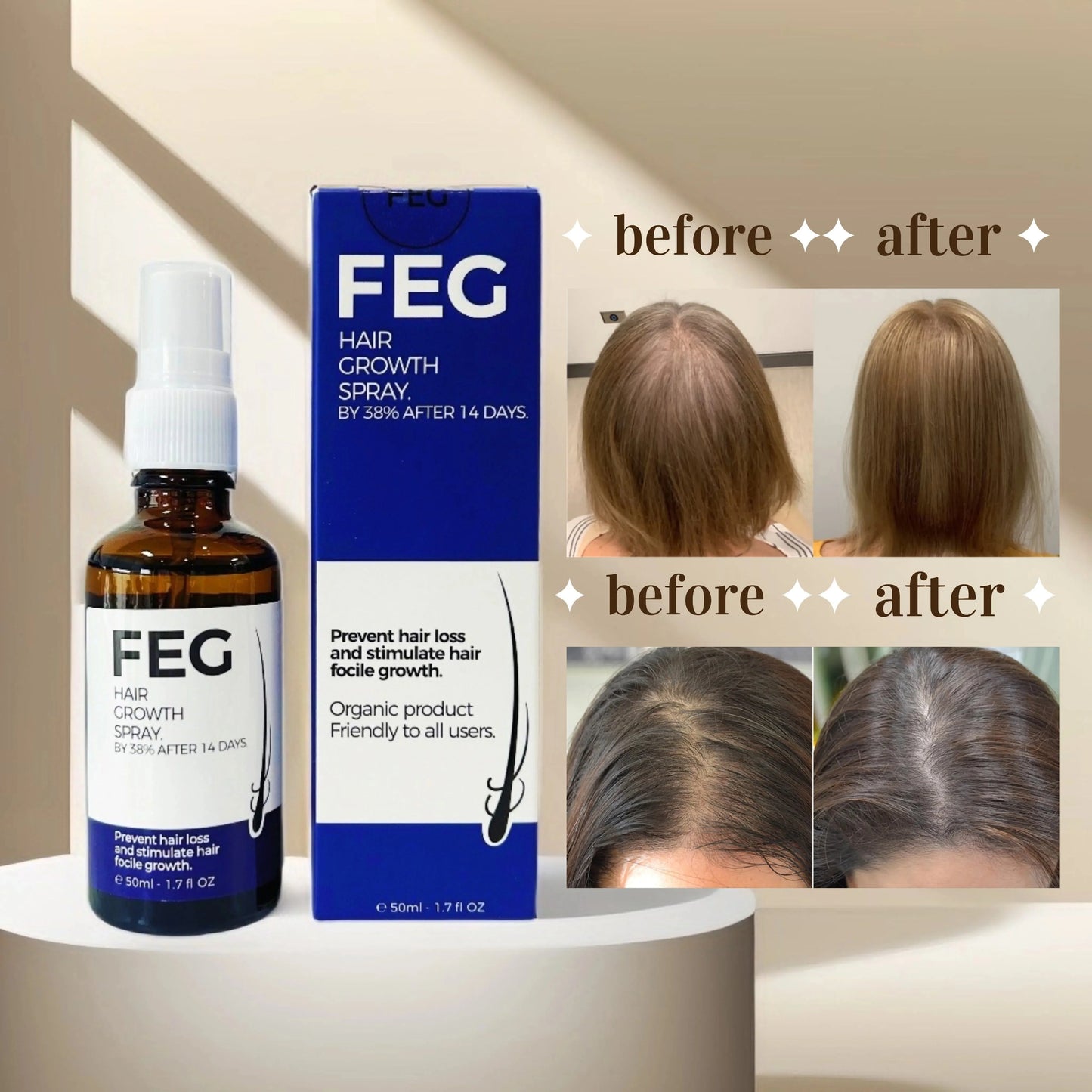 FEG Hair Growth Spray | Anti Hair Loss Treatment For Men & Women | Natural Herbal Formula