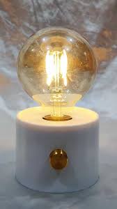 White lamp with led bulb and dimmer