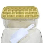 Silicone Ice Cube Tray with Acrylic Storage Box & Scoop – 32 Grids Ice Mold for Home & Kitchen