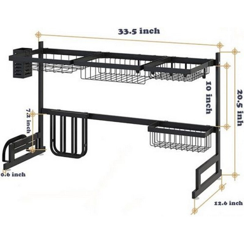 Over the Sink Dish Drying Rack – Adjustable Metal Kitchen Organizer