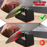 Professional 3-Stage Kitchen Knife Sharpener RS-168 – Manual Sharpening Tool for Steel Knives with Ergonomic Handle & Non-Slip Base for Safe and Easy Use