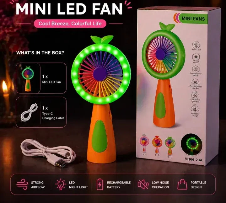 Rechargeable & Portable LED Lighting Mini Fan Electric ...