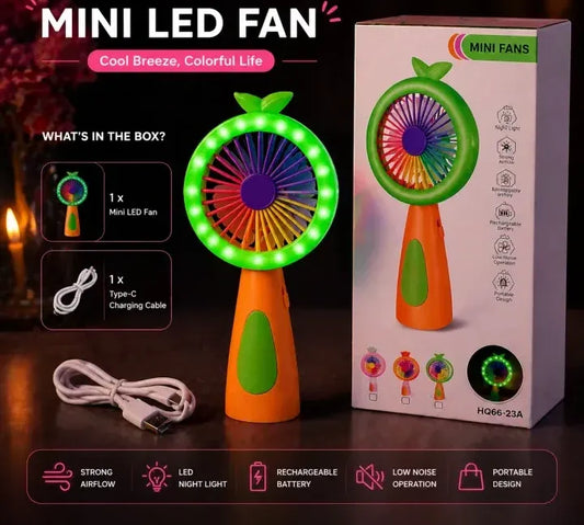 Rechargeable & Portable LED Lighting Mini Fan Electric ...