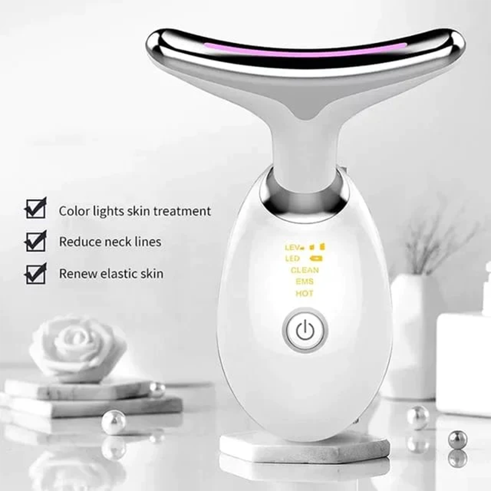 Digital Face & Neck Massager – Electric Skin Lifting & Anti-Aging Device with Vibration & Heat Therapy