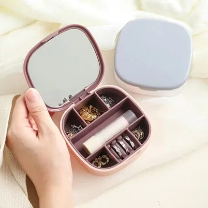 Portable Jewellery Box with Mirror for Daily Jewelry Storage