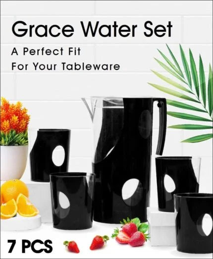Supreme Grace Waterset – 7 Pcs Stylish Plastic Jug & Glass Set for Everyday Tableware Use