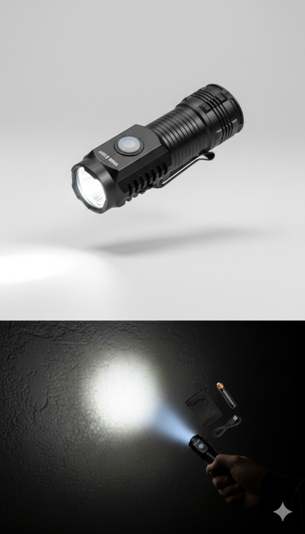 Portable Ultra-Bright Mini LED Flashlight – USB Rechargeable Handheld Torch with Pocket Clip, Multi-Mode Lighting, Perfect for Emergency, Camping & Outdoor Adventures