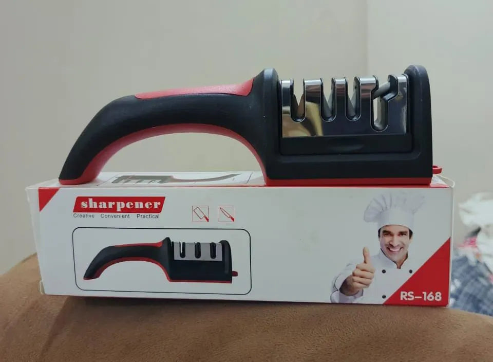 Professional 3-Stage Knife Sharpener – Tungsten Steel, Diamond & Ceramic Stones for Kitchen Blades