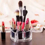 Acrylic Small Lipstick Organizer,Cosmetic Storage for Vanity,8 Slots Nifty Heart Shape Lip Gloss Display Stand