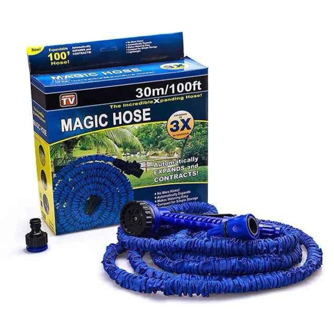 Magic Hose Pipe 100ft | Expandable Garden Water Pipe With Spray Connector | Lightweight, Anti-Kink, Flexible Expanding Hose (With Box)
