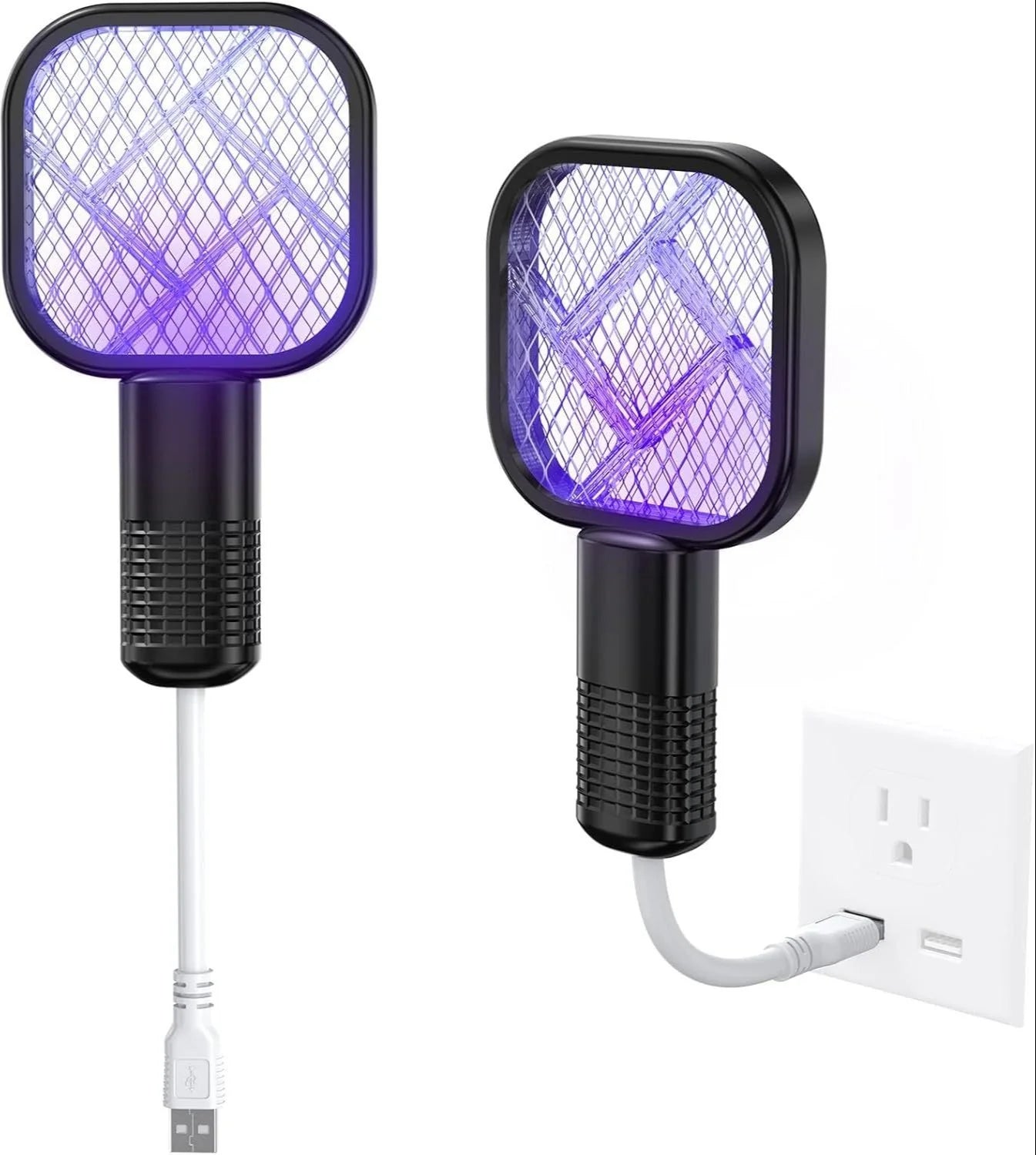 USB Rechargeable Mosquito Swatter Racket | Electric Insect Killer Trap | Portable Pest Control Fly & Mosquito Zapper With LED Light