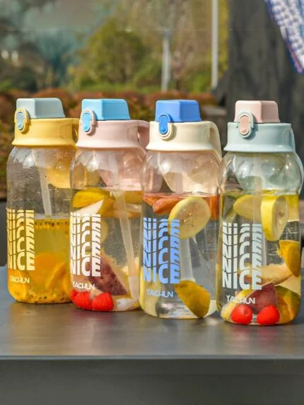 Large Capacity Portable Water Bottle with Handle – 1700ml & 2000ml Travel Sports Jug with Straw & Lock Lid