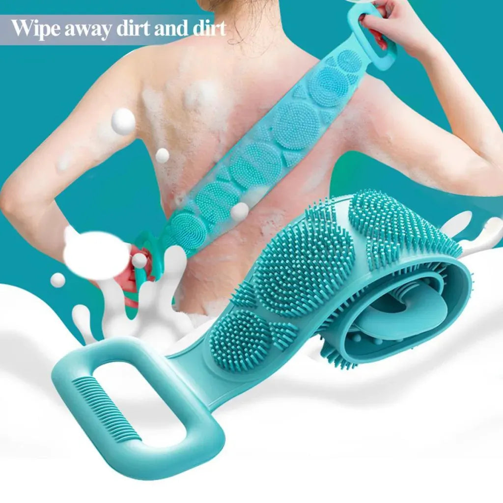 Silicone Back Bath Belt – Double-Sided Shower Scrubber for Deep Cleaning, Massage & Exfoliation