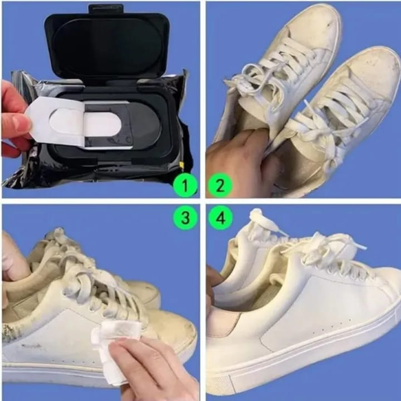 Powerful Formula Shoe Shine Wipes For Sneakers And Shoes - 80 Count