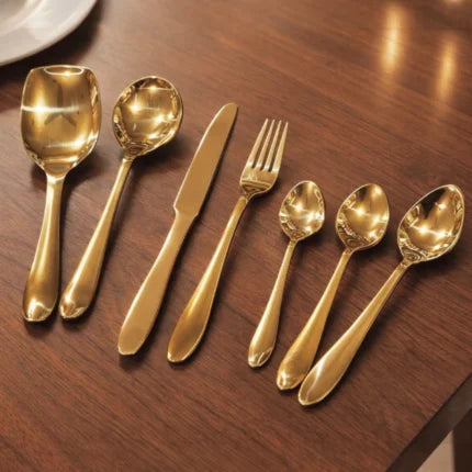 Golden Cutlery Set Pakistan for Elegant Dining | Stainless Steel | 34pc & 6pc Dining Set