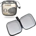 Zipper Compact Mirror with Retro Radio Design – Stylish Travel Makeup Mirror for Women